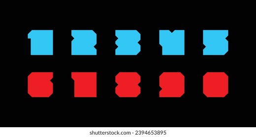 Modern alphabet with numbers. Simple square letters of rough shapes.Ultra bold font in modern brutal style.