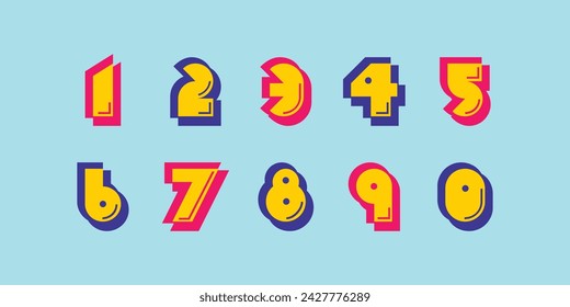 Modern alphabet with numbers. Simple square letters of rough shapes.Ultra bold font in modern brutal style.