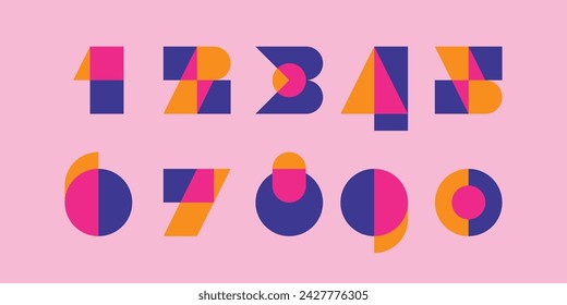 Modern alphabet with numbers. Simple square letters of rough shapes.Ultra bold font in modern brutal style.