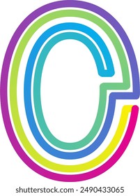 Modern alphabet set with numbers. Vector abstract font with gradient color and line design on white background for poster