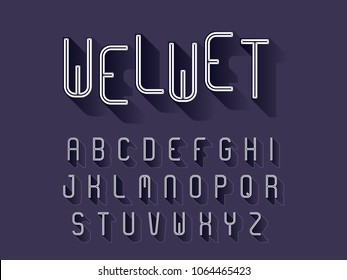 Modern alphabet with shadow, vector illustration