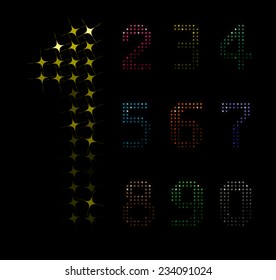 Modern alphabet star number color style. Vector illustration. 