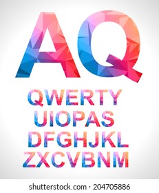Modern alphabet with triangle texture inside. Hipster look for your cover or posters background.