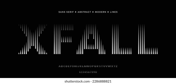 Conjunto de fuentes líneas de logotipo de monograma arte abstracto números de alfabeto moderno tipografía ilustración vectorial