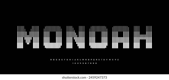 Alfabeto Línea De Fuente Conjunto De Rayas Número Moderno Tipografía Tipo De Letra Ilustración