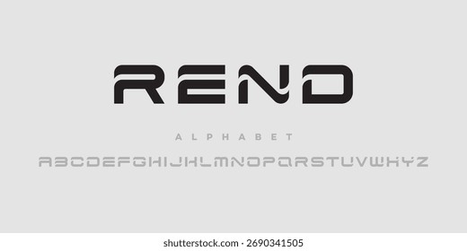 Alfabeto moderno con mayúsculas. Fuente para el diseño del logotipo, marca, titular. Ilustración vectorial.