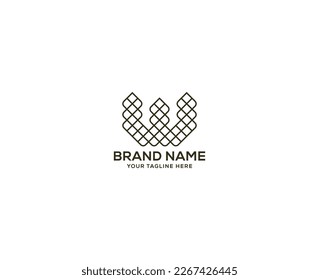 Modelo de diseño de logotipo del icono del vector W del alfabeto moderno. Sistema de cuadrícula.