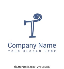 Modern alphabetical company logo of T, clean design. Abstract shapes.