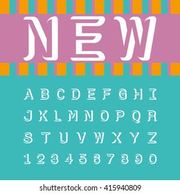 modern alphabets and numbers character icons, typographic vector illustration