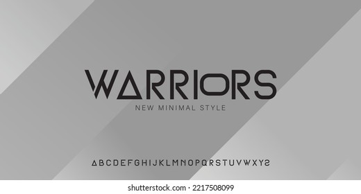 Modern alphabets for Warriors Sport font. Fonts designed for technology, digital, and movie logos. Digital Font.