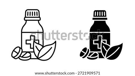 Modern Alternative Medicine Icon Set. Alternative medicine vector symbol in black filled and outlined style.