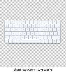 Modern Aluminum Computer Keyboard Isolated Transparent Background, Vector Illustration