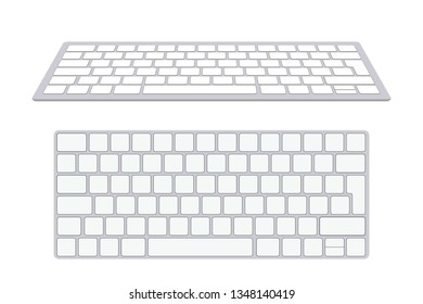 Modern aluminum computer keyboard isolated on white background. Vector illustration.