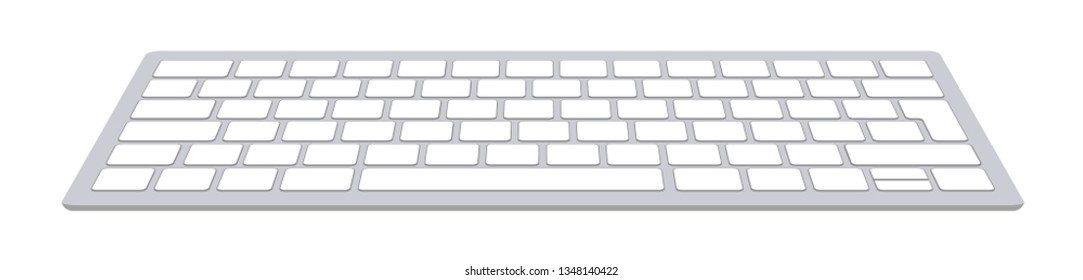 Modern aluminum computer keyboard isolated on white background. Vector illustration.