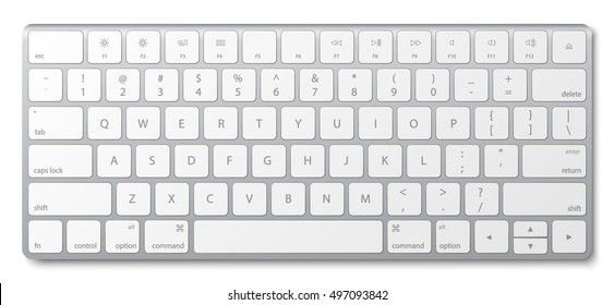 Modern aluminum computer keyboard isolated on white background. Vector illustration. EPS10. 
