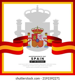 Modern and amazing Spain Independence Day design with wavy flag vector