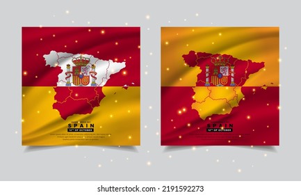 Modern and amazing Spain Independence Day design with wavy flag vector