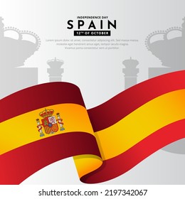 Modern and amazing Spain Independence Day design with wavy flag vector