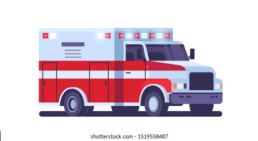 modern ambulance car with emergency sign medical transport healthcare medicine concept flat horizontal