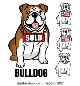 Modern american bulldog and real estate logo. Vector illustration.