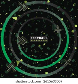Modern American Football Background with Abstract Circle Elements and Sport Icons