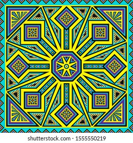 modern american indian pattern on yellow