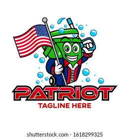 Modern American Patriot Trash can logo. Vector illustration.