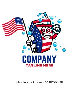 Modern American Patriot Trash can logo. Vector illustration.