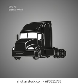 Modern american truck vector icon. Heavy transport illustration