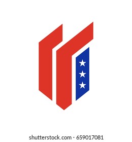 Modern American USA shield emblem icon logo symbol