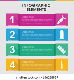 Modern ammunition infographic template. infographic design with ammunition icons includes rocket bomb. can be used for presentation, diagram, annual report, web design.