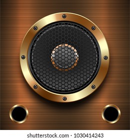 Modern AMP speaker. Vector Sound speaker.Golden speaker.