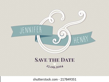 Modern Ampersand Wedding invitation template. Save the Date