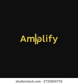 Modern 'Amplify' logo featuring a stylized sound wave icon, symbolizing audio, music, and amplification. Clean design on a dark background.