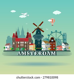 Modern Amsterdam city Skyline Design. Netherlands