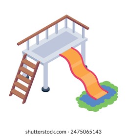  Modern Amusement Rides Isometric Icons 
