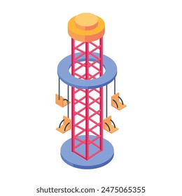  Modern Amusement Rides Isometric Icons 
