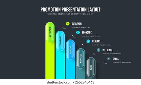 Modern Analysis 5 Option Infographic Frame Layout. Enterprise Strategy Slideshow Design Vector Illustration. Market Development Five Element Diagram Presentation Template.