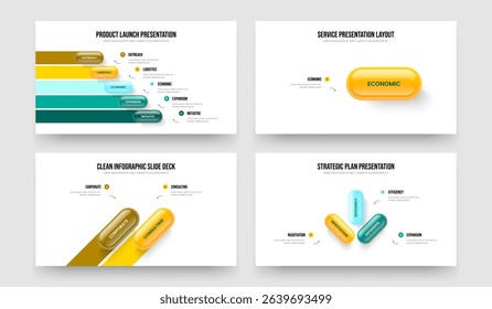 Modern Analysis Five One Two Three Step Diagram Slideshow Layout Vector Illustration Collection. Digital Portfolio 5 1 2 3 Element Infographic Frame Template Set.