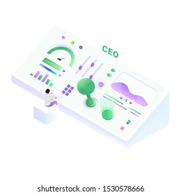 Modern analysis simulation isometric illustration