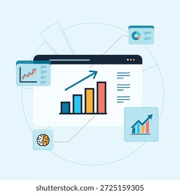 Moderno Analisar tendências de inteligência artificial e prever o crescimento futuro dos negócios por meio da visualização de dados e da análise de mercado