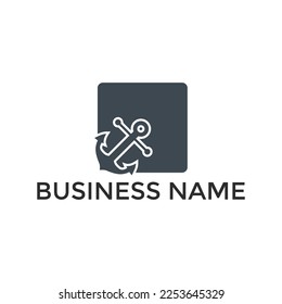 modern anchor logo design template