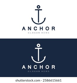 Modern Anchor logo, simple minimalist design illustration simple marine symbol