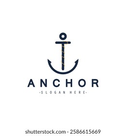 Modern Anchor logo, simple minimalist design illustration simple marine symbol