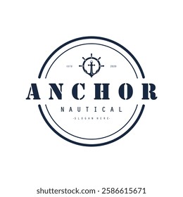 Modern Anchor logo, simple minimalist design illustration simple marine symbol
