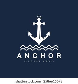 Modern Anchor logo, simple minimalist design illustration simple marine symbol