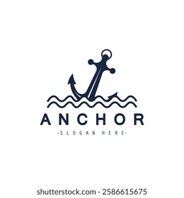 Modern Anchor logo, simple minimalist design illustration simple marine symbol