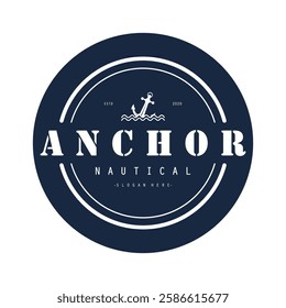 Modern Anchor logo, simple minimalist design illustration simple marine symbol