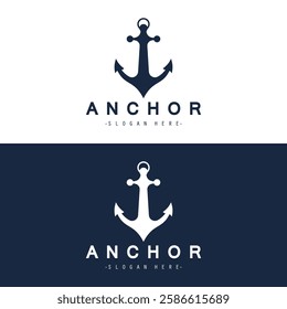 Modern Anchor logo, simple minimalist design illustration simple marine symbol