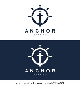 Modern Anchor logo, simple minimalist design illustration simple marine symbol